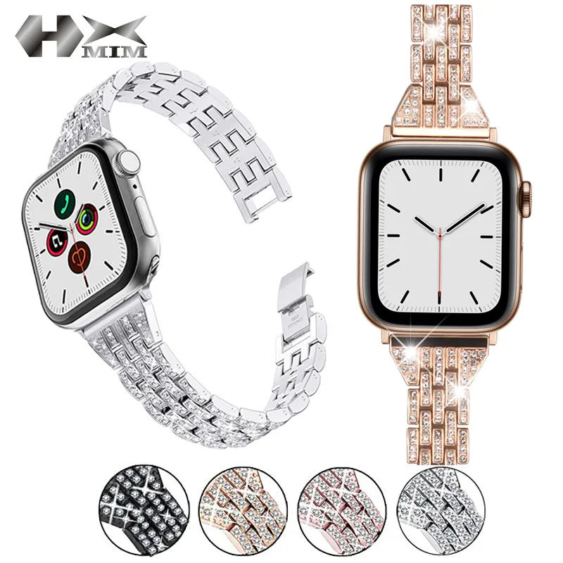 

The shiny diamond strap fits Apple Watch 38mm-42mm stainless steel metal bracelet, fits iWatch 3 4 5 6 SE 40-44mm, Fran-bd14