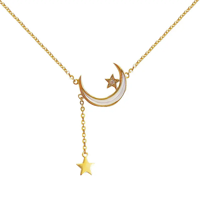 

Shell moon Star Chain Necklace for Women 100% 925 Sterling Silver Aesthetic Jewelry Pendants Bridesmaid Gift for Best Friends