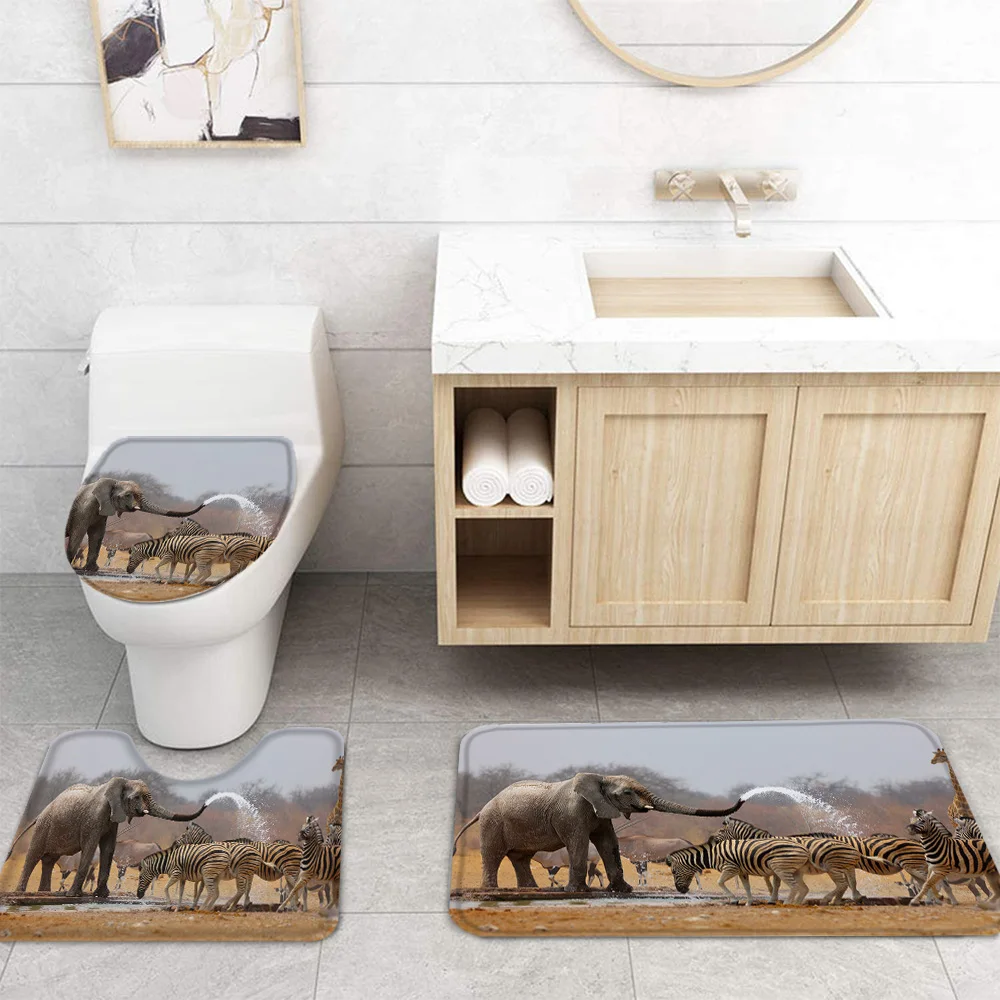 Африканская индийская занавеска для ванны с принтом слона водонепроницаемый