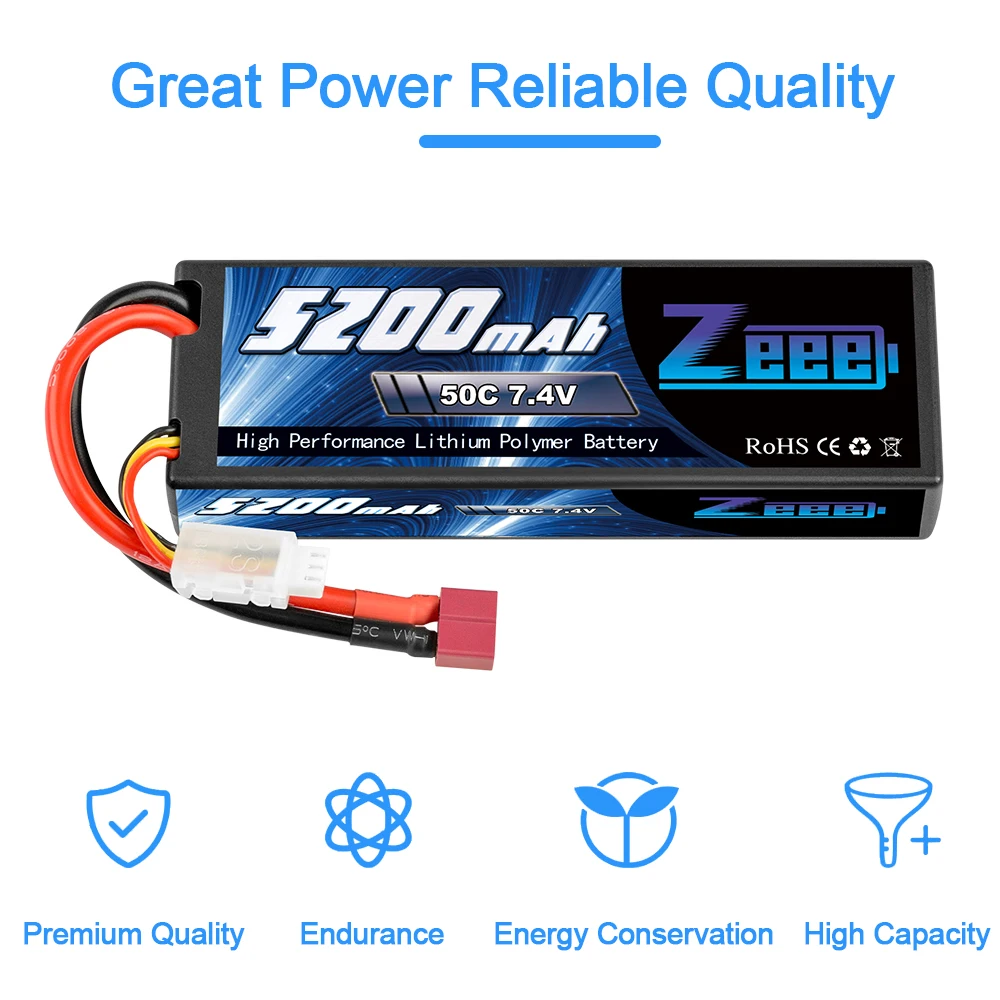 Bater&iacute;a lipo Zeee de 520mah para veh&iacute;culos de control remoto, pila de litio y pol&iacute;mero con enchufe, 7,4 v 50c para carro, camiones, helic&oacute;ptero y barcos de autocontrol-3