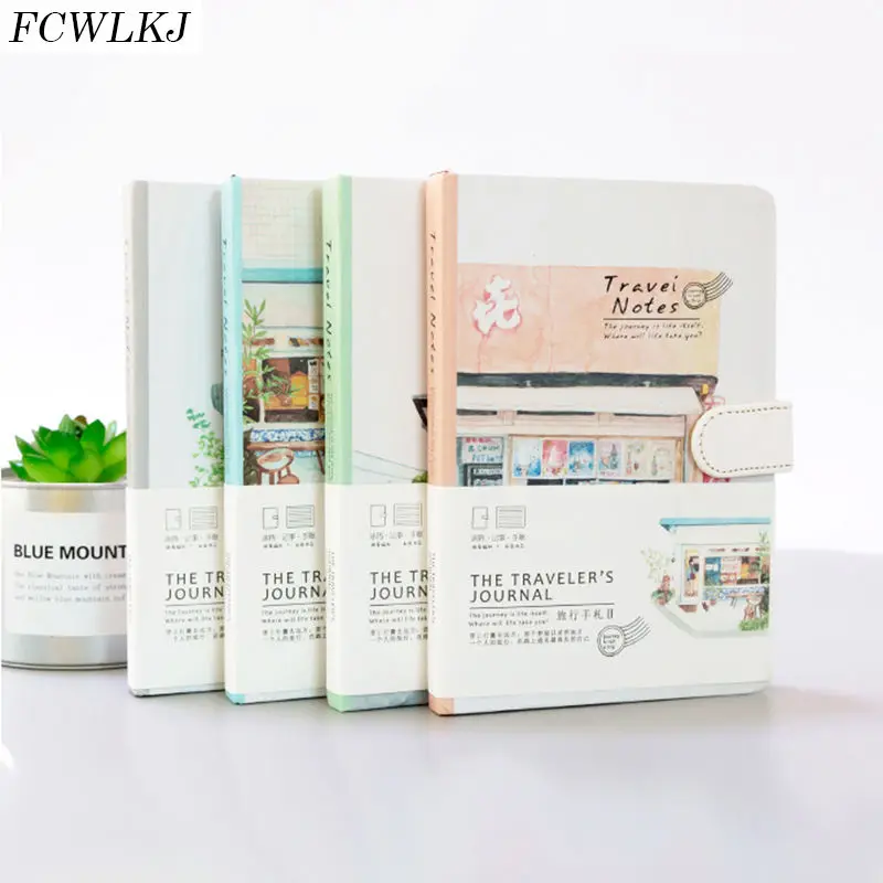 

A5 Creative Magnetic Button Notebook Diary Color Page Illustration Hand Account Notepad