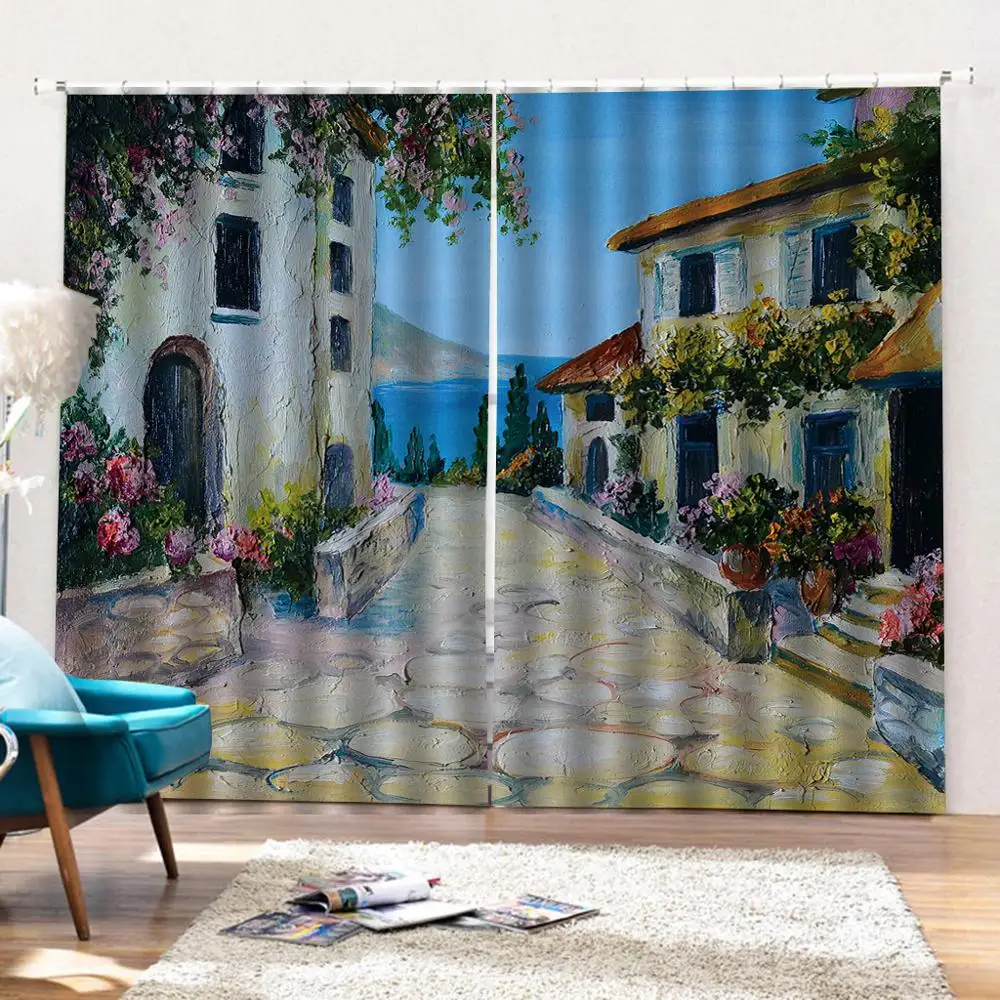 Занавески с рисунком деревенской дороги 3D занавески на окна роскошные Блэкаут 3d