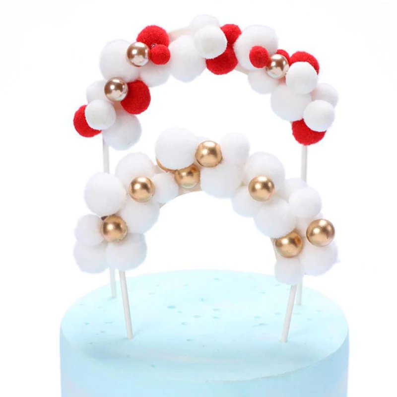 1 шт. белый красный мягкий помпон из искусственного меха Арка торт для капкейка-Baby