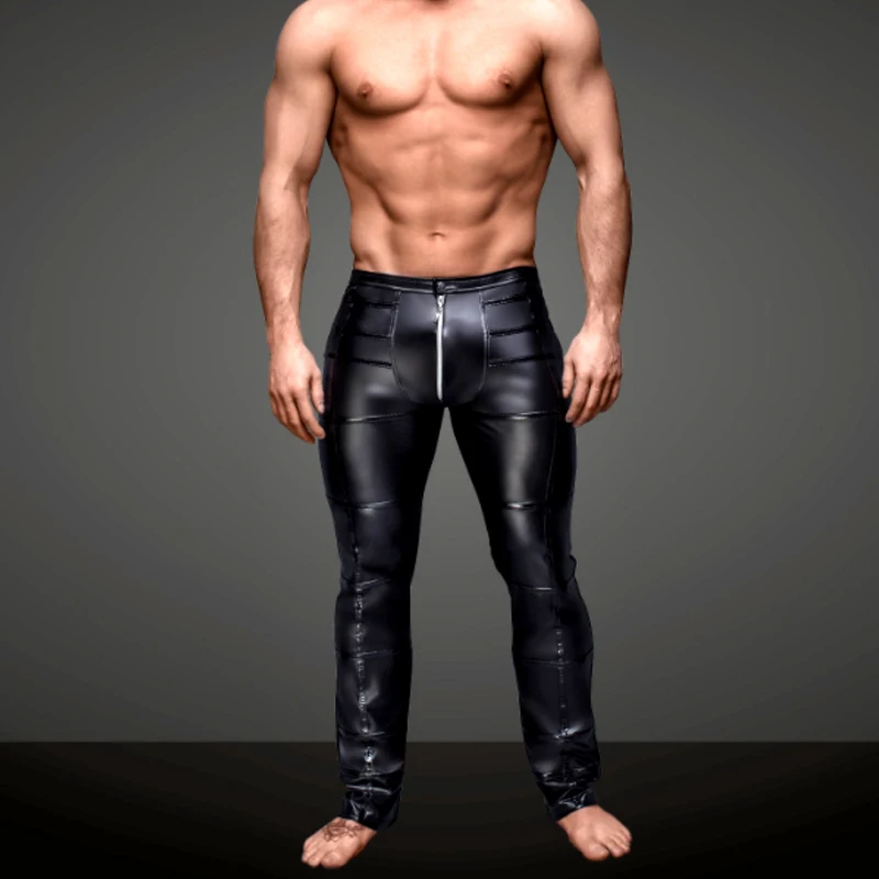 Экзотические сексуальные мужские брюки из ПВХ и латекса костюм-кошка