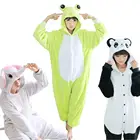 Пижама-кигуруми в стиле унисекс, Фланелевая Пижама-комбинезон в виде животных, слона, панды, лягушки, милый теплый мультяшный рисунок, косплей, единорог, одежда для сна