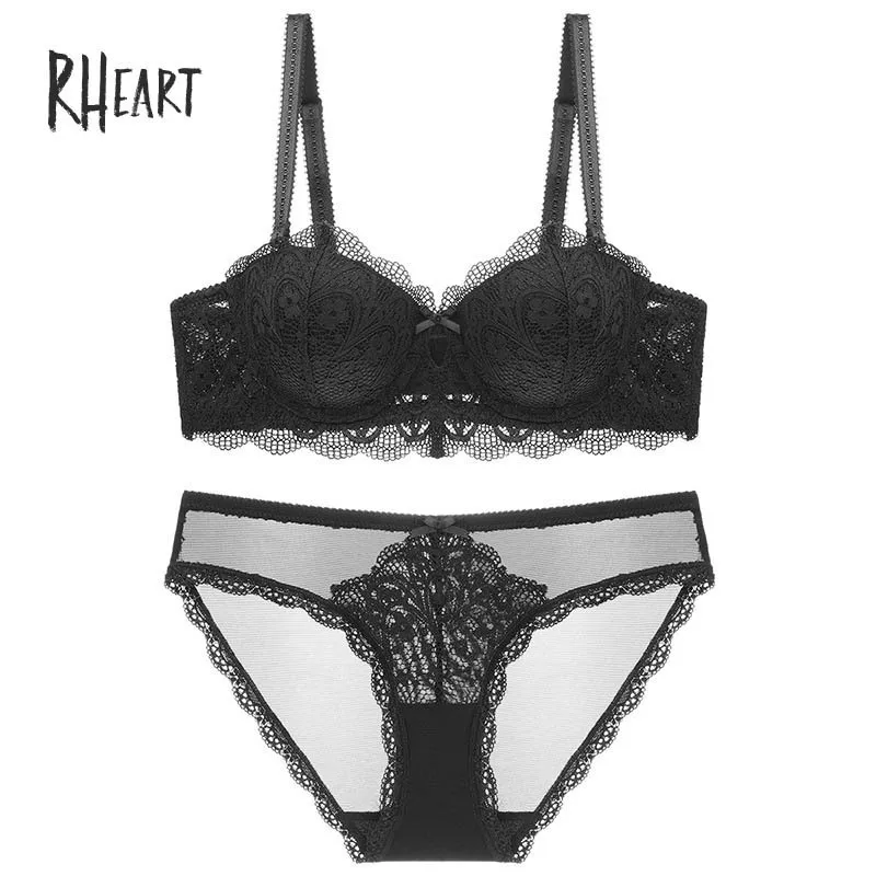 

Roseheart Women Fashion Red Sexy Lingerie Set Push Up Underwire Lace Trim Cut Out Bras Cotton Panties Bra Sets Underwear C