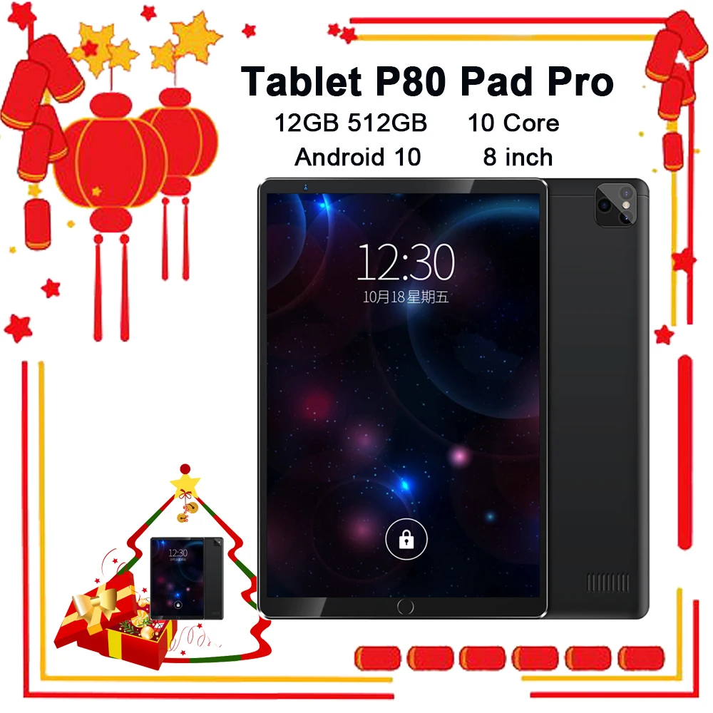

Планшет P80, 8 дюймов, 12 + 512 ГБ, 10 ядер, две SIM-карты