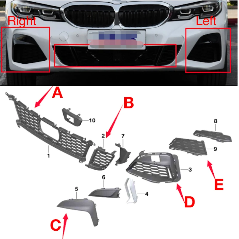 

Прокладка Нижней Решетки переднего бампера для BMW 3 серии G20 51118075602