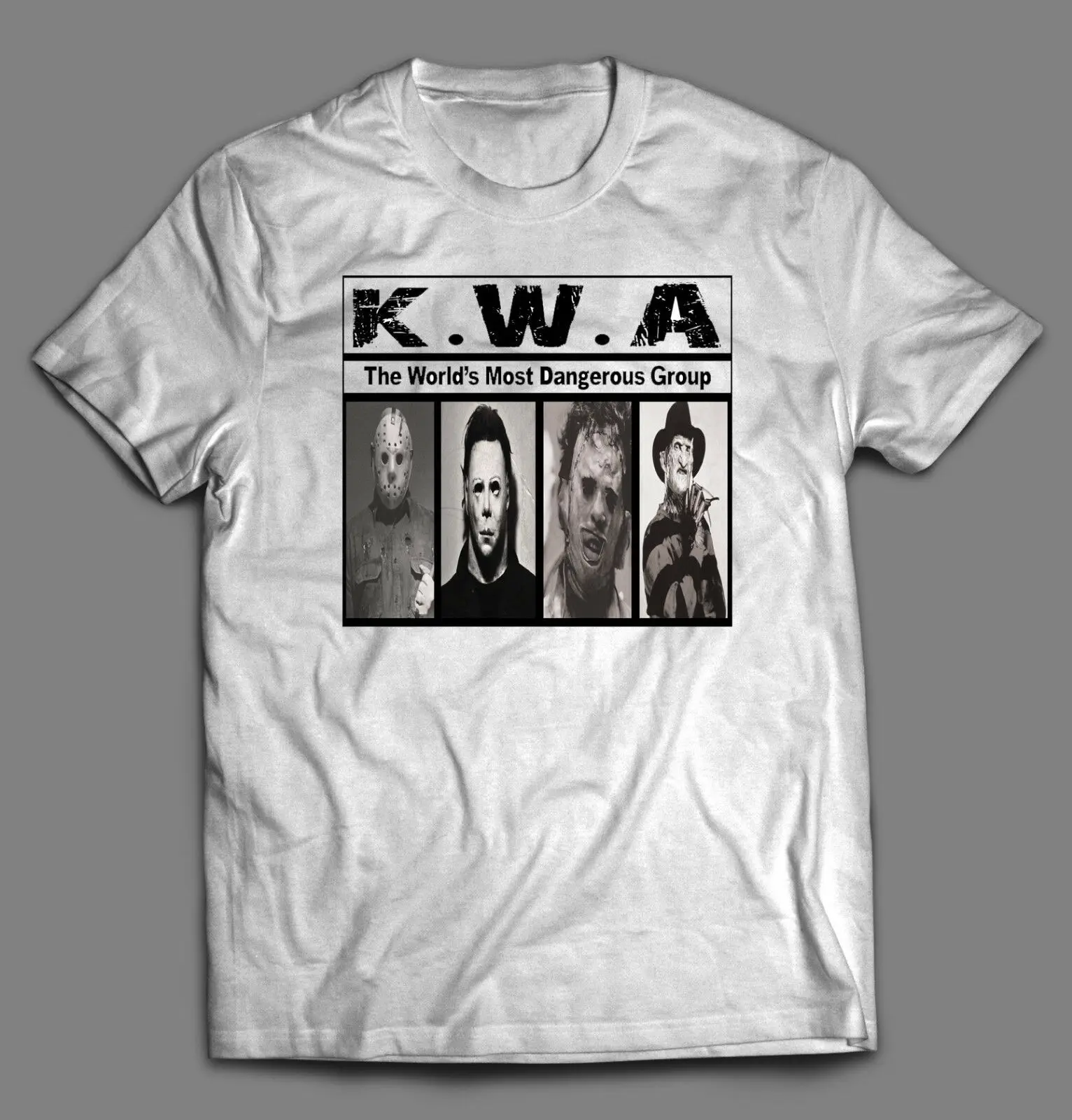 Мужская футболка с карикатурой из фильма Ужасы убийцы K W A NWA много