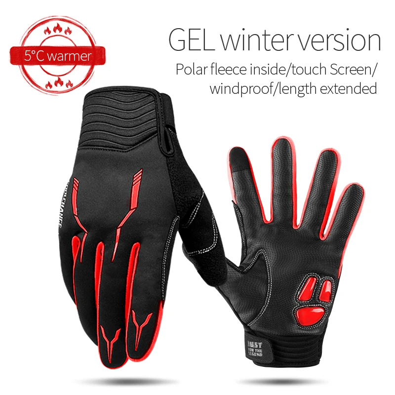 91043 Winter-Red Coolизменить перчатки для велоспорта ветрозащитные спортивные перчатки с сенсорным экраном для езды на велосипеде с полным пальцем спортивные Гелевые перчатки для горного велосипеда мужские и женские перчатки - Цвет: 91043 Winter-Red