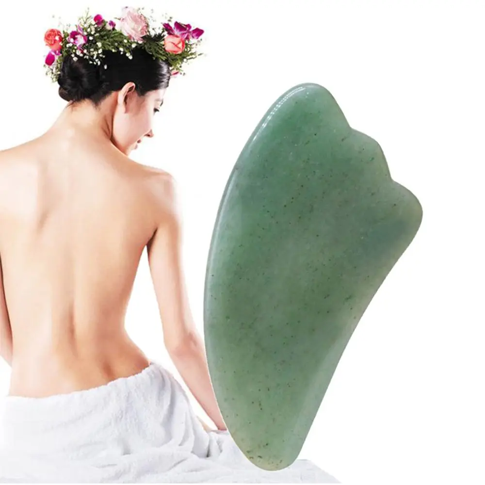 Натуральный нефритовый массажный скребком гуаша скребок для лица акупунктурный