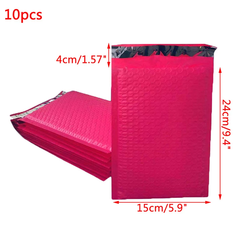 

10 Pcs 150x240+40mm Rose Red Bubble Envelop For Post Logistics Express Fragile Items Rose Red Foil Bubble Mailer