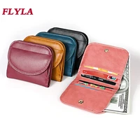 new fashion leather small wallet womens short folding coin bag anti theft rfid wallet