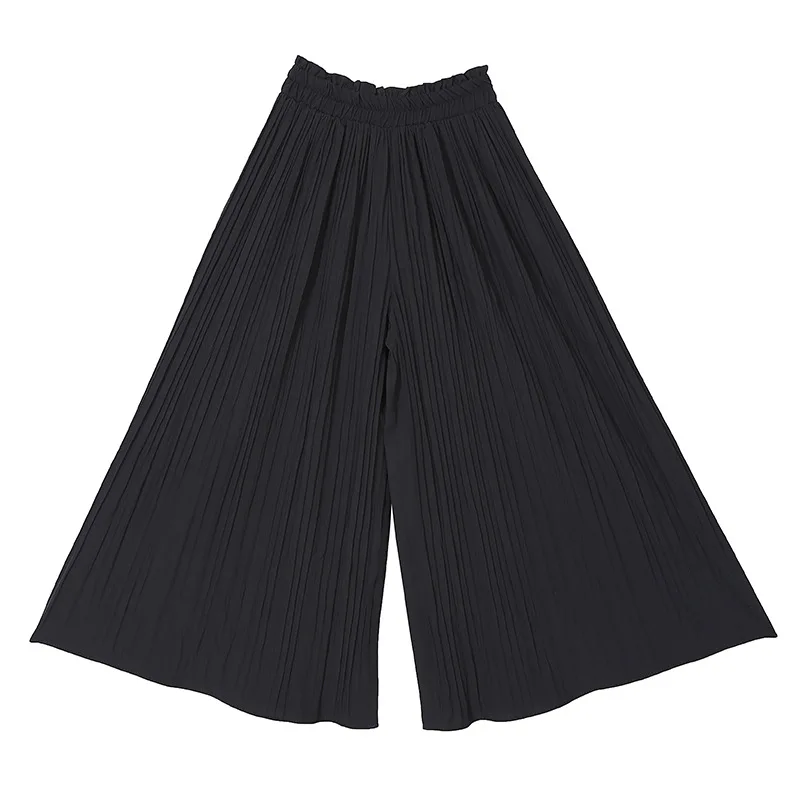 

Casual Loose Elastic Waist Women Trousers 2021 New Spring Summer Simple Japanese Pantalones Elegant Pleated Wide Leg Pants