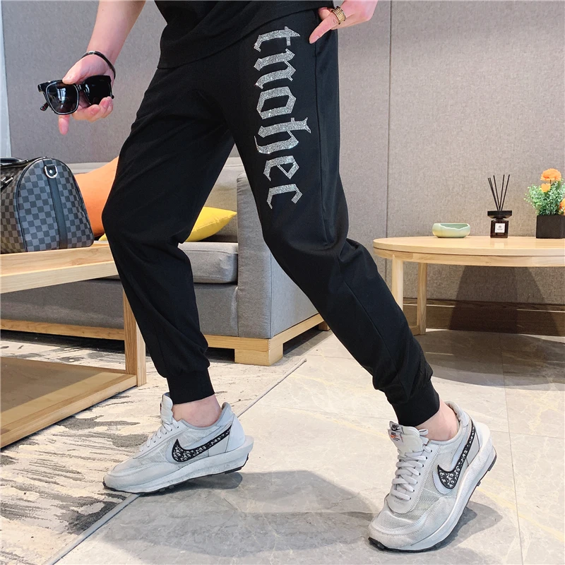 

Summer 2021 new fashion sports short sleeve Europe station personalized printing hot stamping fashion brand youth fashion suit m