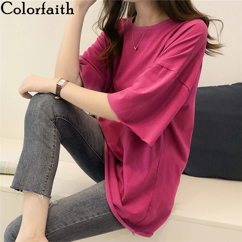Colorfaith новинка 2020 женские весенне летние футболки одноцветные на каждый день