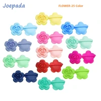 joepada 10pcslot rose flower baby teething beads bpa free for diy baby teething necklace accessories oral care toy baby teether