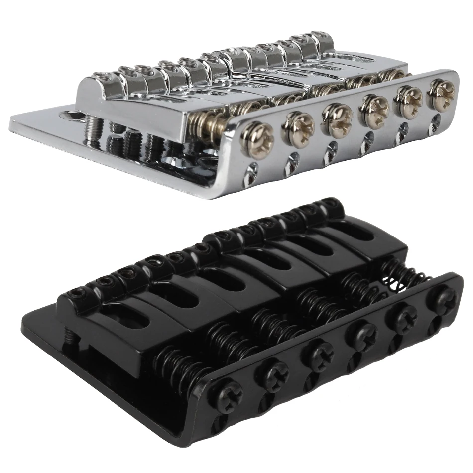 6 string 65mm metall fest hardtail sattel brücke top load gitarre saitenhalter für e gitarre zubehör chrom und schwarz free global shi