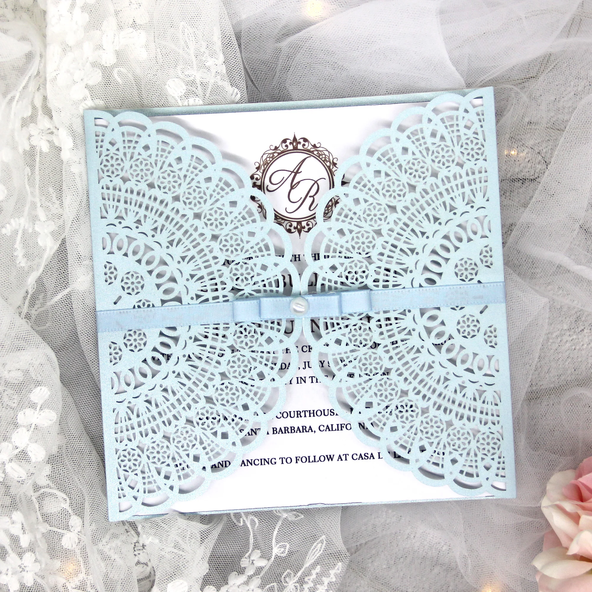 Laser Cut Wedding Invitations Card With Diamods various colors Print custom invitations Baby Shower Bridal Shower