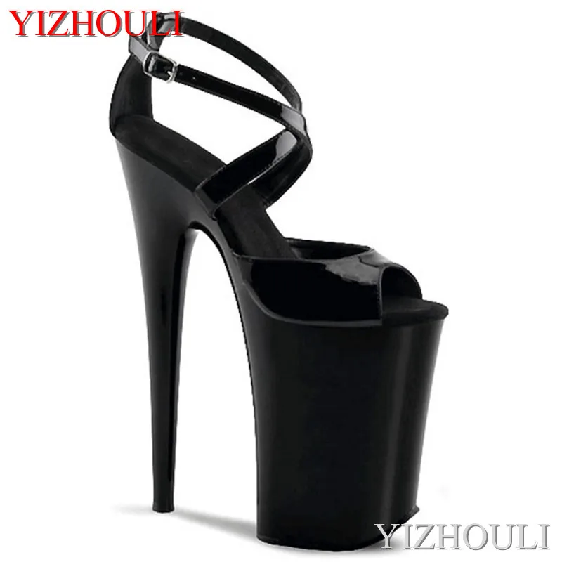 Sexy pole dance with 23cm stiletto heels, cross-legged nude straps, 9in super-high heels sandals, summer dancing shoes