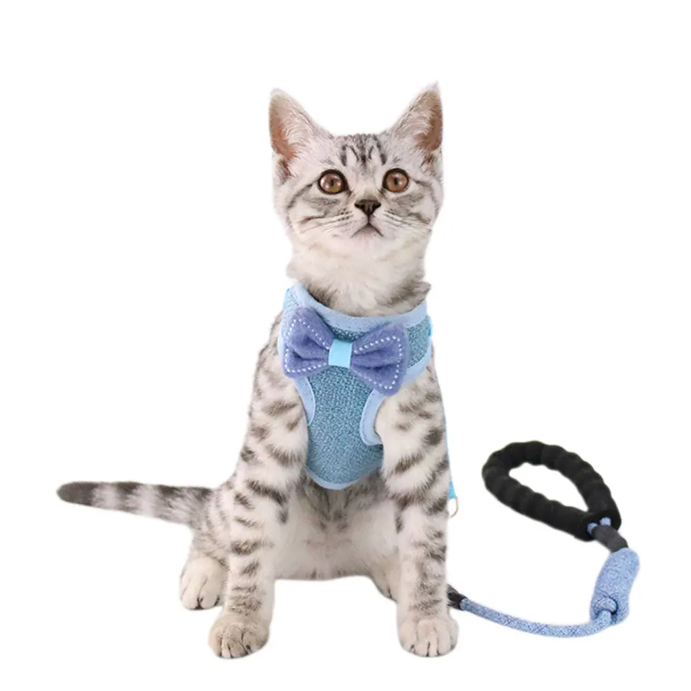 

Pet Traction Collar And Bowknot Vest Cat Rope Anti-strike Adjustable Cat Traction Rope And Cat Chest Back Rope