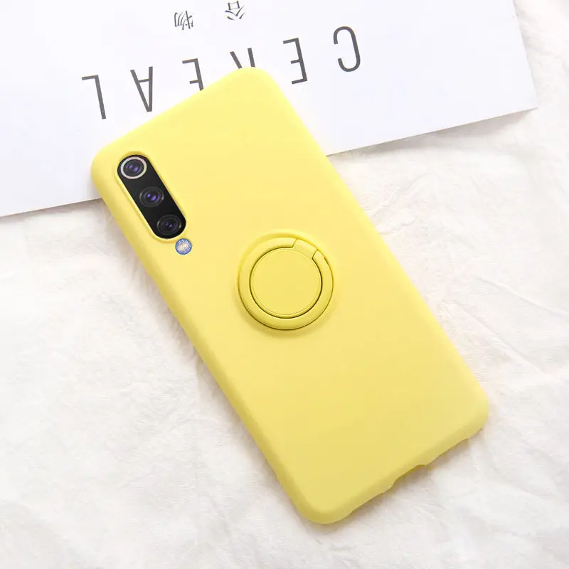 Yellow Мягкий силиконовый чехол, чехол для Xiaomi mi 9 SE mi 9 Red mi K20 Pro 9 T, металлическое кольцо-держатель для телефона, силиконовый чехол на Xiaomi mi 9 SE, чехол 9SE - Цвет: Yellow