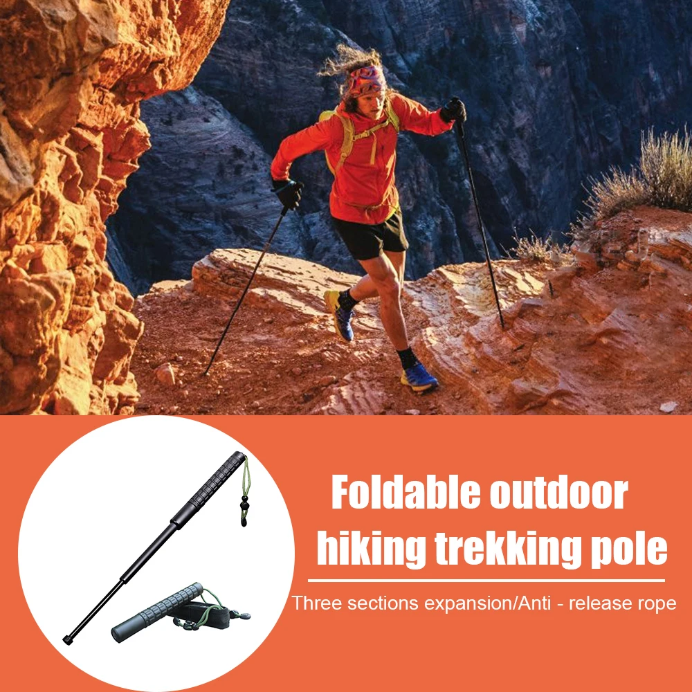 

1pc Telescopic Hiking Poles Foldable Hiking Poles 55 Cm Wild Survival Supplies Trekking Pole Adjustable Climbing Walking Stick