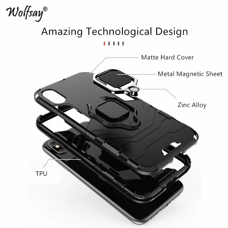for oppo a9 2020 case shockproof armor metal finger ring holder pc phone case for oppo a9 2020 protective cover for oppo a9 2020 free global shipping