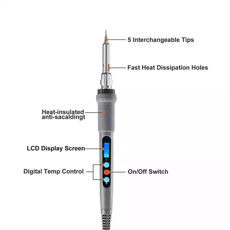 

60W Adjustable Temperature Electric Soldering Iron Set Welding Solder Station Heat Pencil Repair Tool Kit