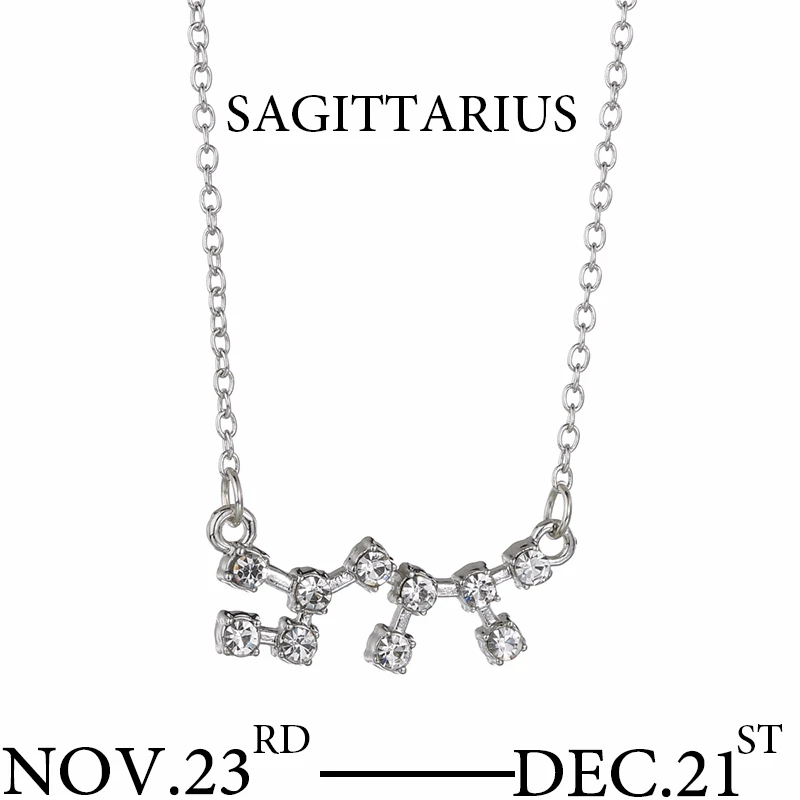 Sagittarius Серебряное ожерелье со знаком зодиака и звездой 12 Созвездие с подвеской, стразы, ожерелье-чокер, подарок на Рождество, день рождения - Окраска металла: Sagittarius