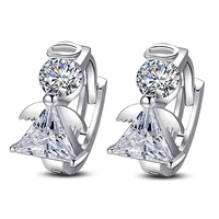 girls lovely tiny hoop earrings small angel crystal zircon stone huggies shiny charming earring piercing jewelry for lady gifts