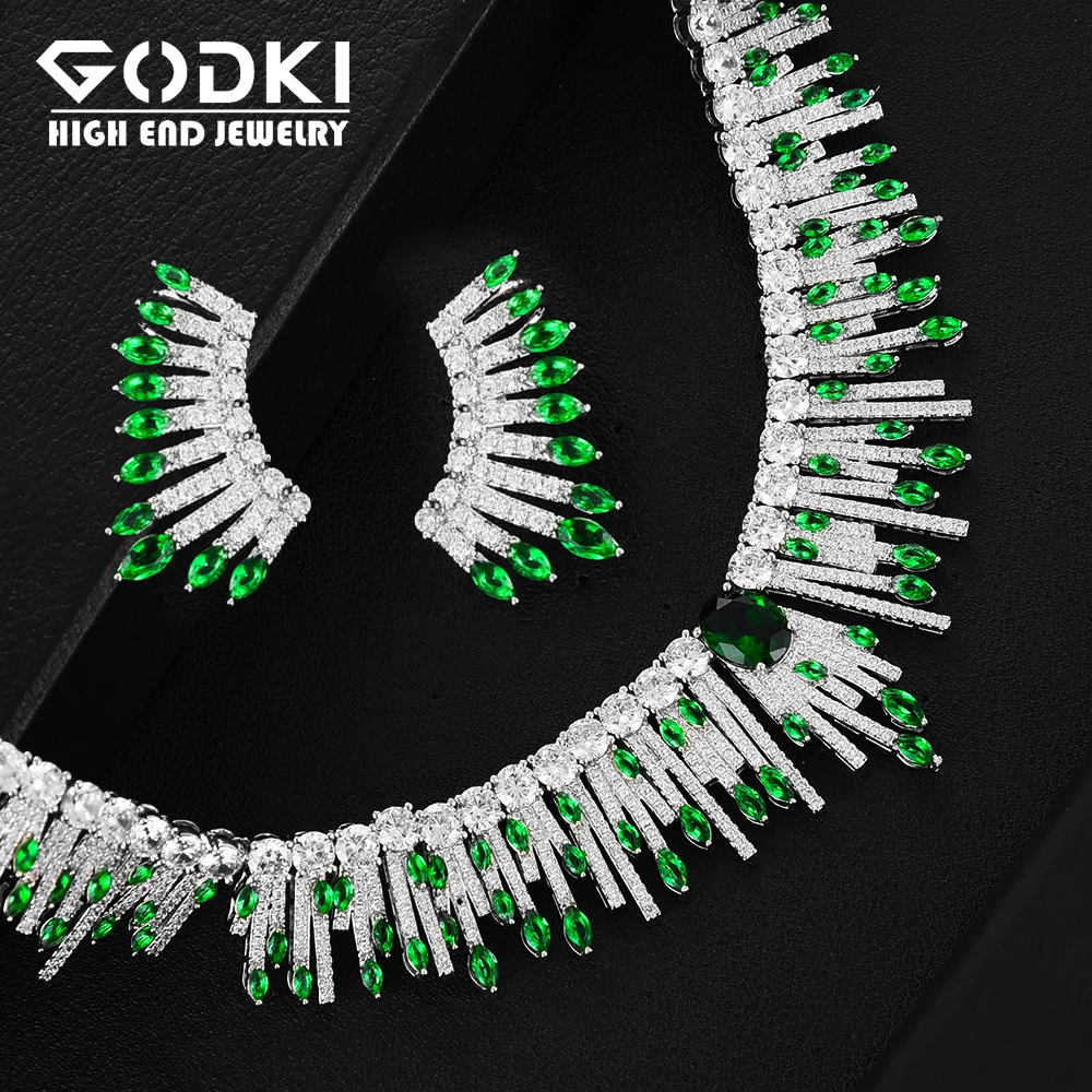 Комплект свадебных украшений GODKI роскошное красное ожерелье и серьги в форме