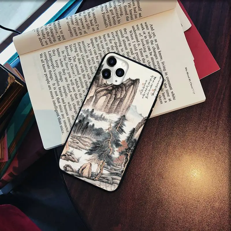 

Chinese ink landscape painting Phone Case for iPhone 11 12 pro XS MAX 8 7 6 6S Plus X 5S SE 2020 XR Soft silicone
