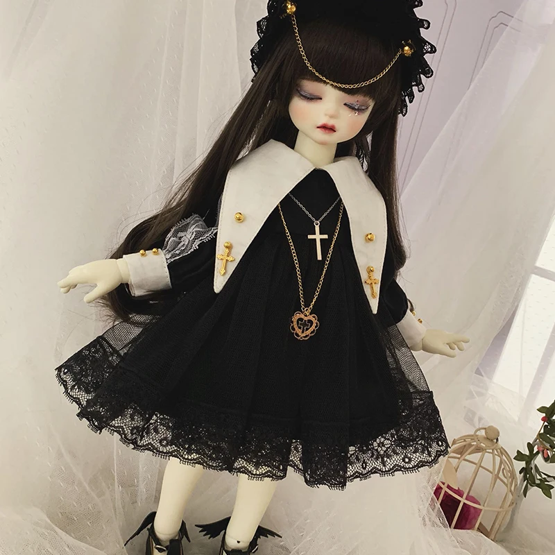Кукла Одежда 1/6 1/4 кукла платье черное кружевное со шляпой для BJD SD Blyth аксессуары
