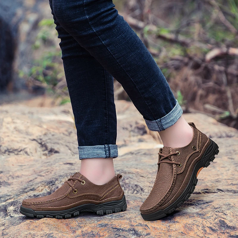 en Ucuz Hakiki Deri Erkek Ayakkabısı Lace Up El Dikiş Adam Rahat Ayakkabılar Welt Dikiş Loafer'lar Daireler Erkek Günlük Ayakkabı Erkek Ayakkabı