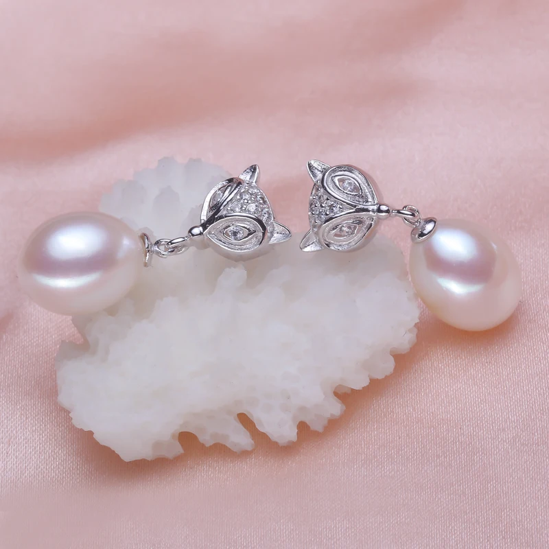 

Eternal wedding Women Gift word 925 Sterling silver real [beautiful] genuine pearl freshwater pearl earrings 9-10mm 925 Yinmei F