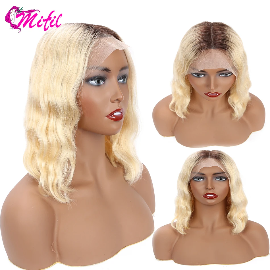 Mifil 13x4 Remy бразильская холодная завивка парик короткий боб 613 синтетический фронтальный парик 1b неоновый фиолетовый серый синий розовый цвет человеческих волос парики