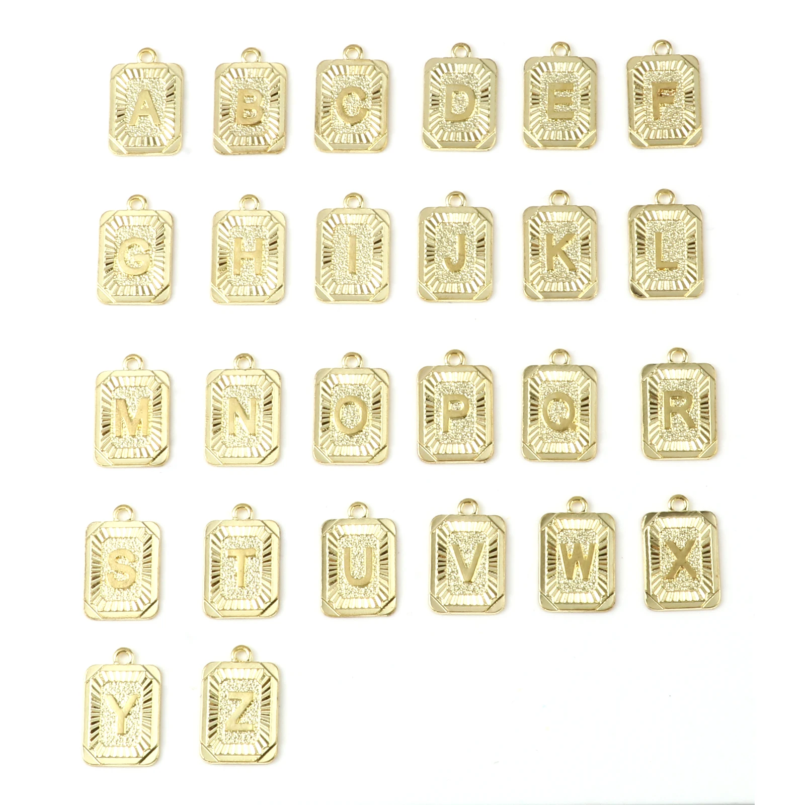 

10PCs Classtic Letter Charms Pendant For Jewelry Making Gold Color Creative Rectangle Earrings Pendant Necklace DIY Accessories