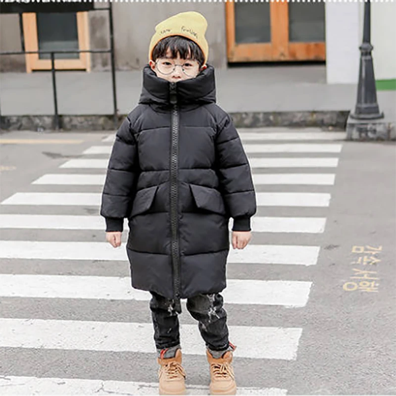 Детская зимняя длинная теплая куртка для мальчиков пуховое пальто детская