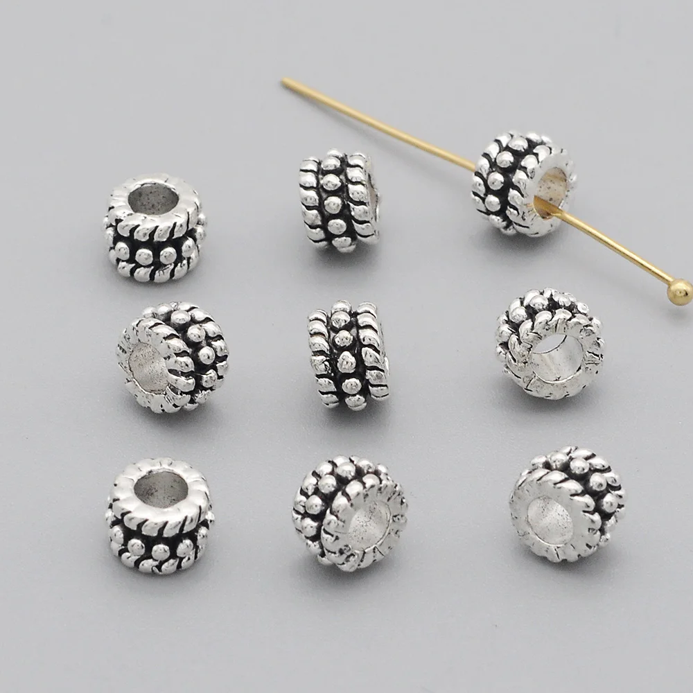 

15pcs/lot DIY Jewelry Finding Spacer Beads Wholesale Bracelet Making Antique Silver Flower Round Lotus Custom Factory Price