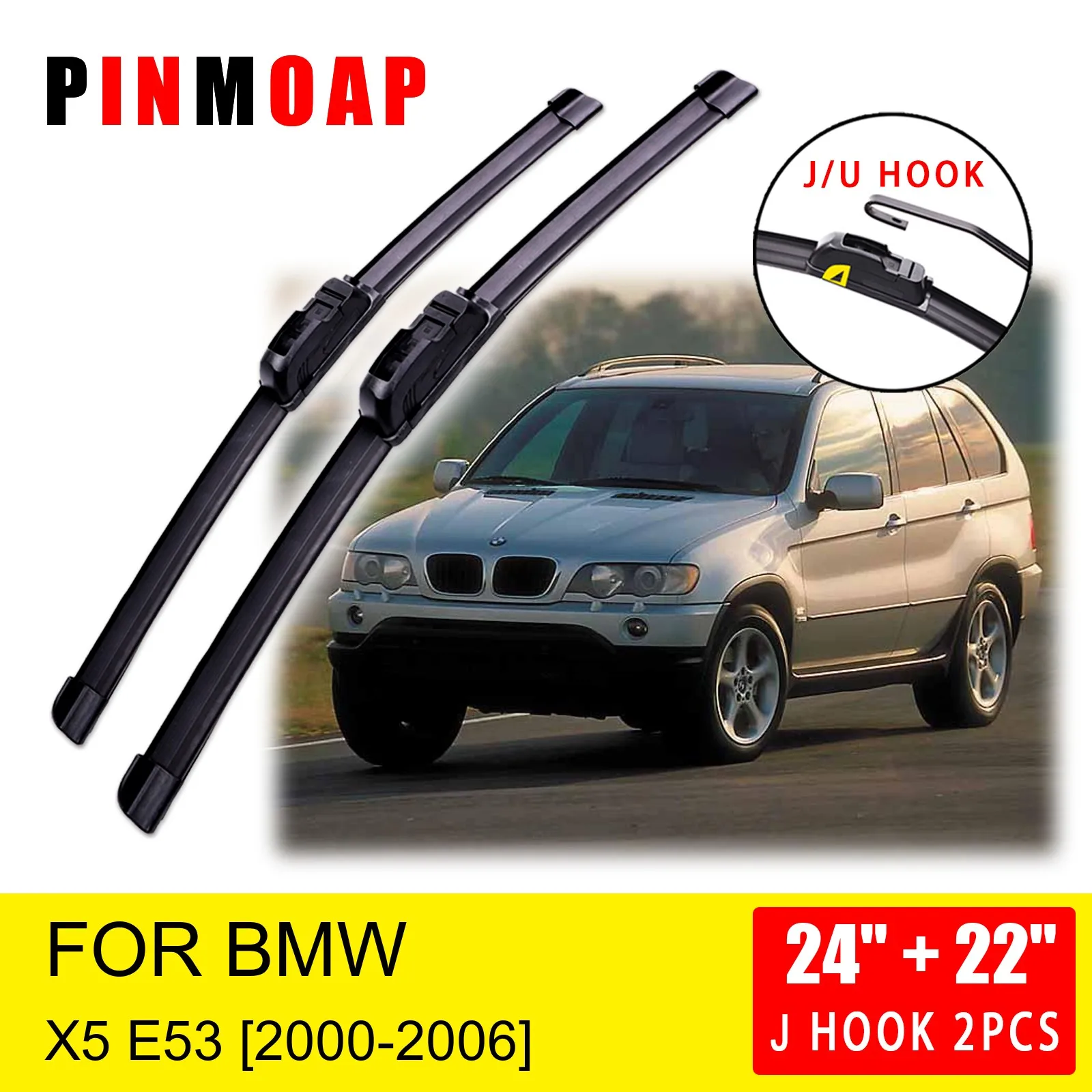 Para BMW X5 E53 2000, 2001, 2002, 2003, 2004, 2005, 2006 limpiaparabrisas delanteros cepillos de accesorios U J gancho