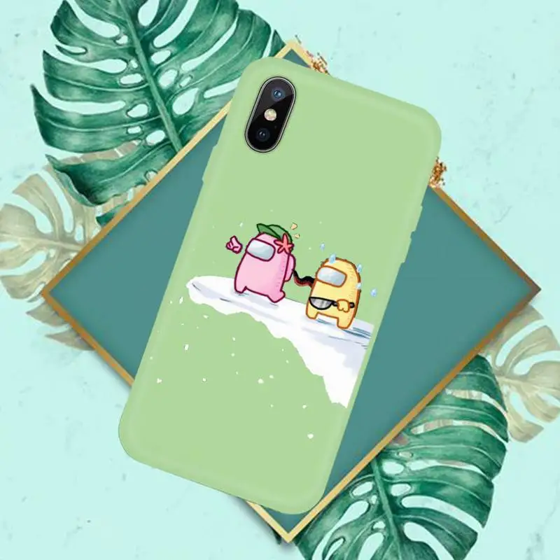 

Among Us Game Phone Case Green Candy Color for iPhone 11 12 mini pro XS MAX 8 7 6 6S Plus X SE 2020 XR
