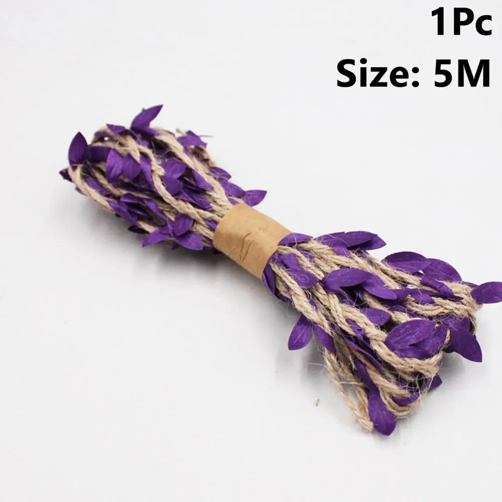 5m Purple Rope Taop 2m Toile De Jute Burlap Vintage Rustic Wedding Accessories Colored Ficelle Jute Juta Sackcloth Natural Chemin De Table Jute - Цвет: 5m Purple Rope