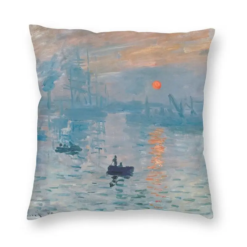 

Impression Sunrise Cushion Cover Sofa Home Decor Claude Monet Painting Art Square Throw Pillow Cover 45x45cm