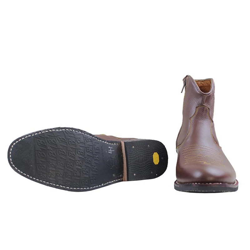 Ковбойские ботинки в западном стиле мужские рабочие из воловьей кожи коричневые