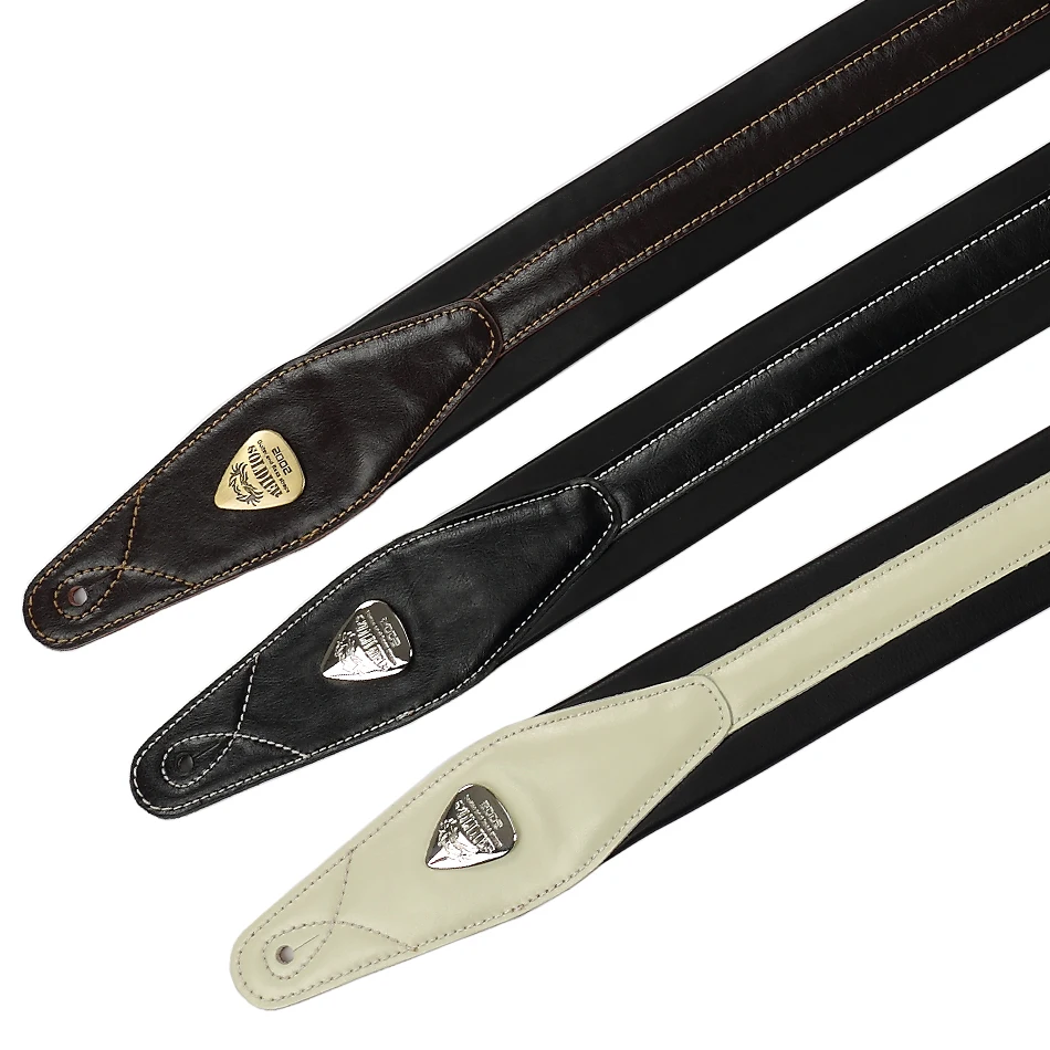 soldat high end leder gepolsterte gitarre strap für elektrische akustische gitarre bass verstellbaren gürtel schwarz browm weiß farbe f