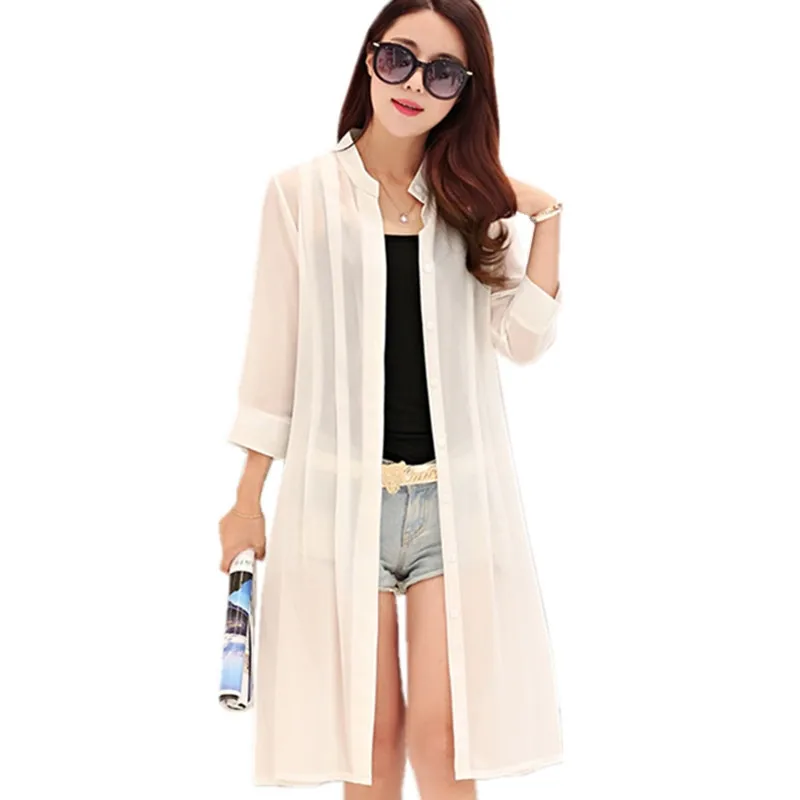 Формальное женское летнее пальто с принтом 3/4 рукав туника свободные длинные