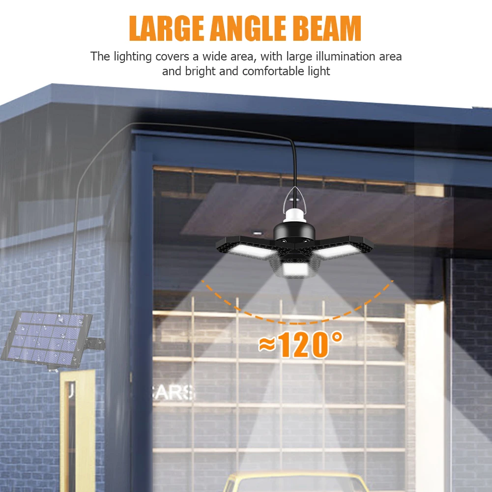 120LED Solar LED Garage Light Waterproof Three-Leaf Workshop Strong Heat Dissipation Ceiling Lamp Energy Saving Night | Лампы и