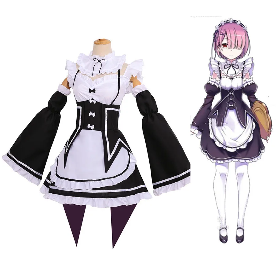 

Anime Ram/Rem Cosplay Re:zero Kara Hajimeru Isekai Seikatsu Costume Life In a Different World Ram Rem Cosplay Costume Women Mai