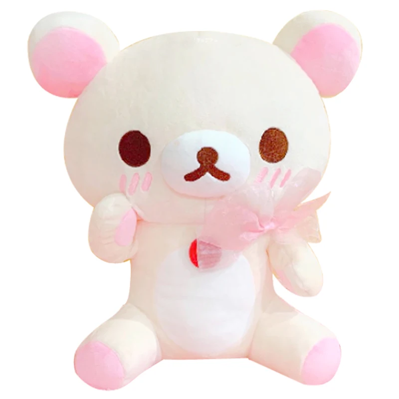 Новая милая медведь рилаккума корилаккума с розовым бантом большая плюшевая